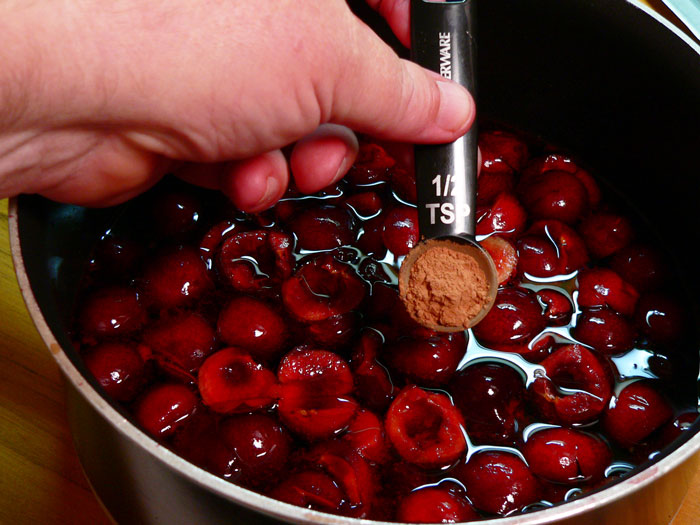 Add the cocoa. We all know that chocolate and cherries just go good together. This will give just a hint of chocolate flavor without overpowering the Cheerwine taste. Give it a good stir.