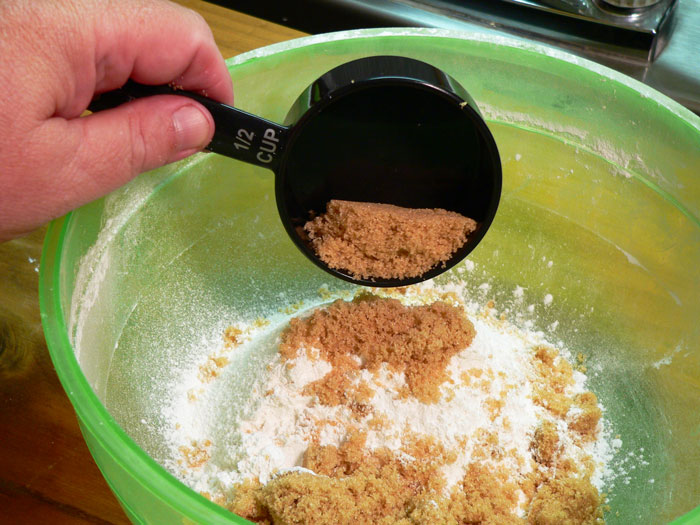 After sifting, add the brown sugar.
