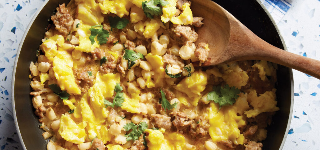 Skillet-Fried Sausage & Hominy | Our State