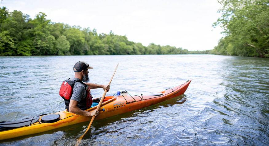 Man kayaking in Hickory, NC