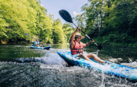 Kayaker in the New River in Boone, NC