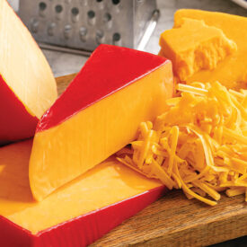 Hoop cheese on a cutting board