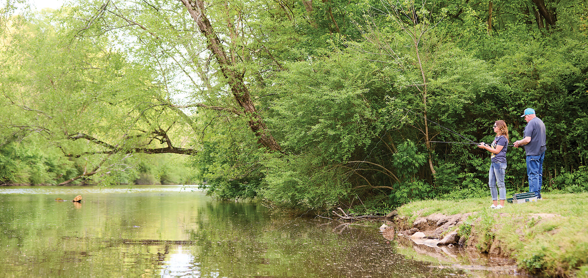 Writer and her dad fish in the Little River