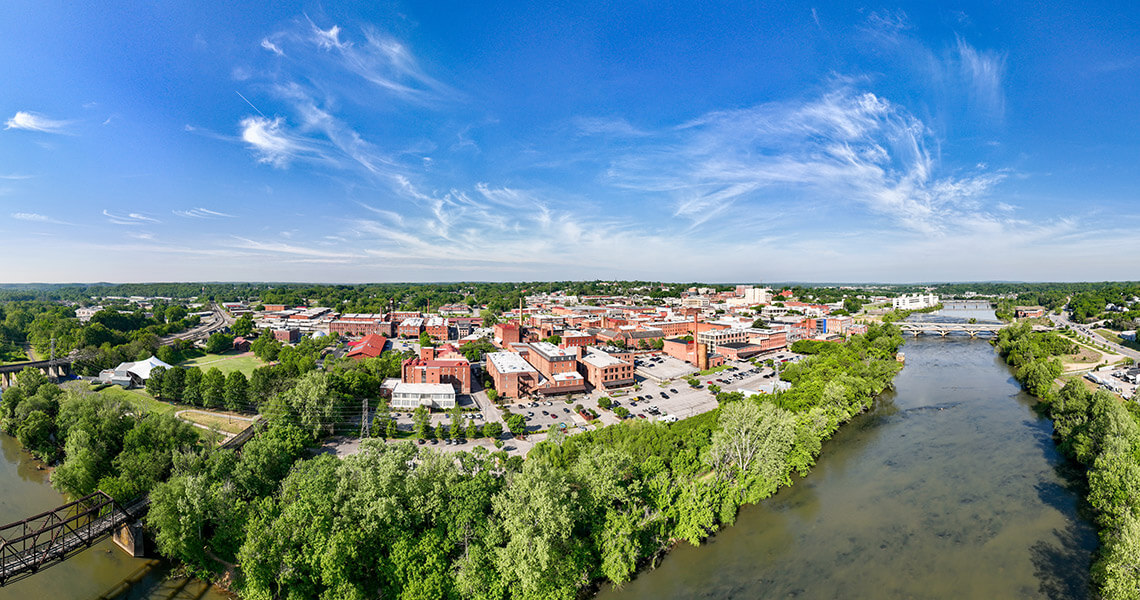 View of Danville on the Dan River in Virginia
