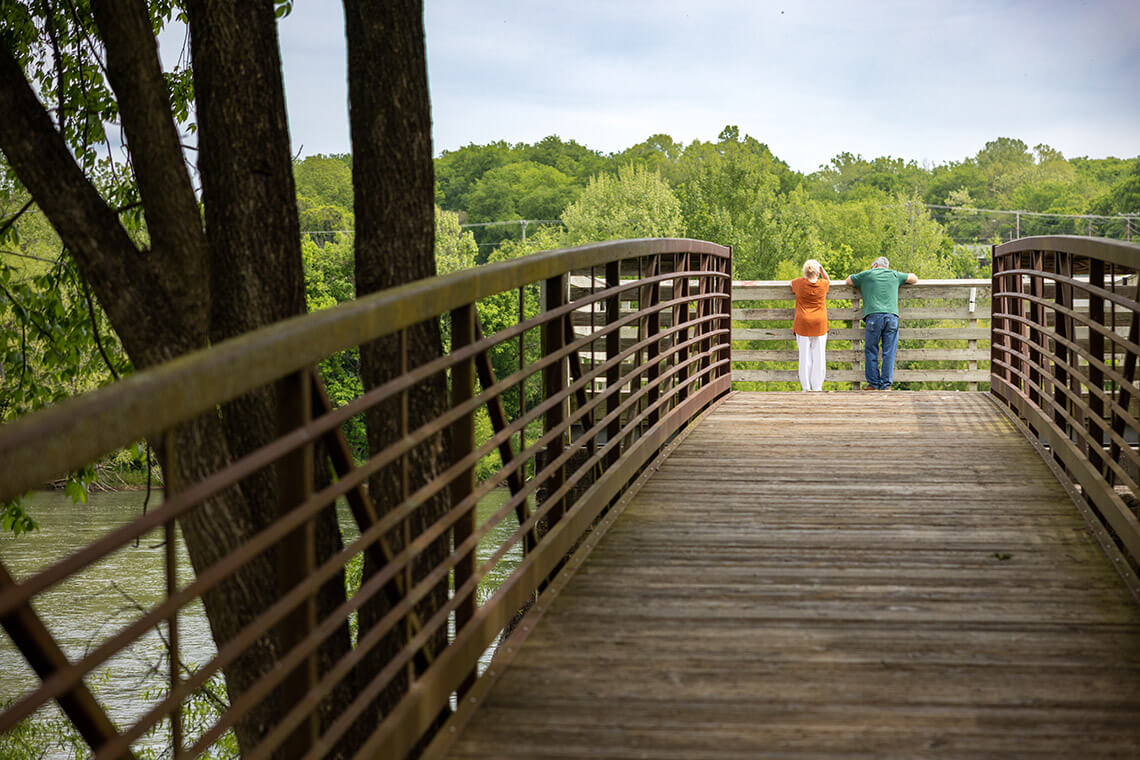 People on the Riverwalk Trail in Danville, VA