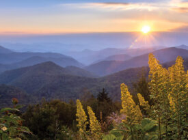 Sun setting in the Blue Ridge Mountains