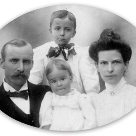 Black and white photo of Edgar Tufts and his family