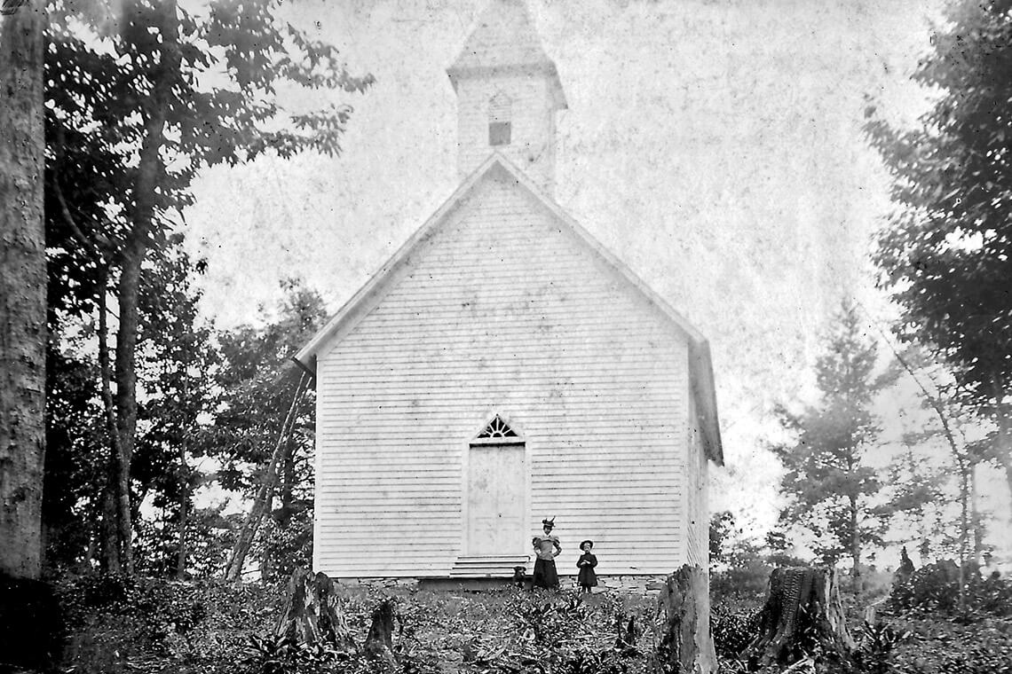 Old photo of the original Banner Elk Presbyterian Church
