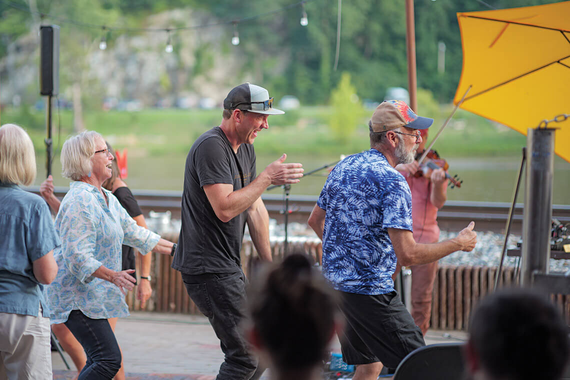 Dancing on the patio at Zadie's