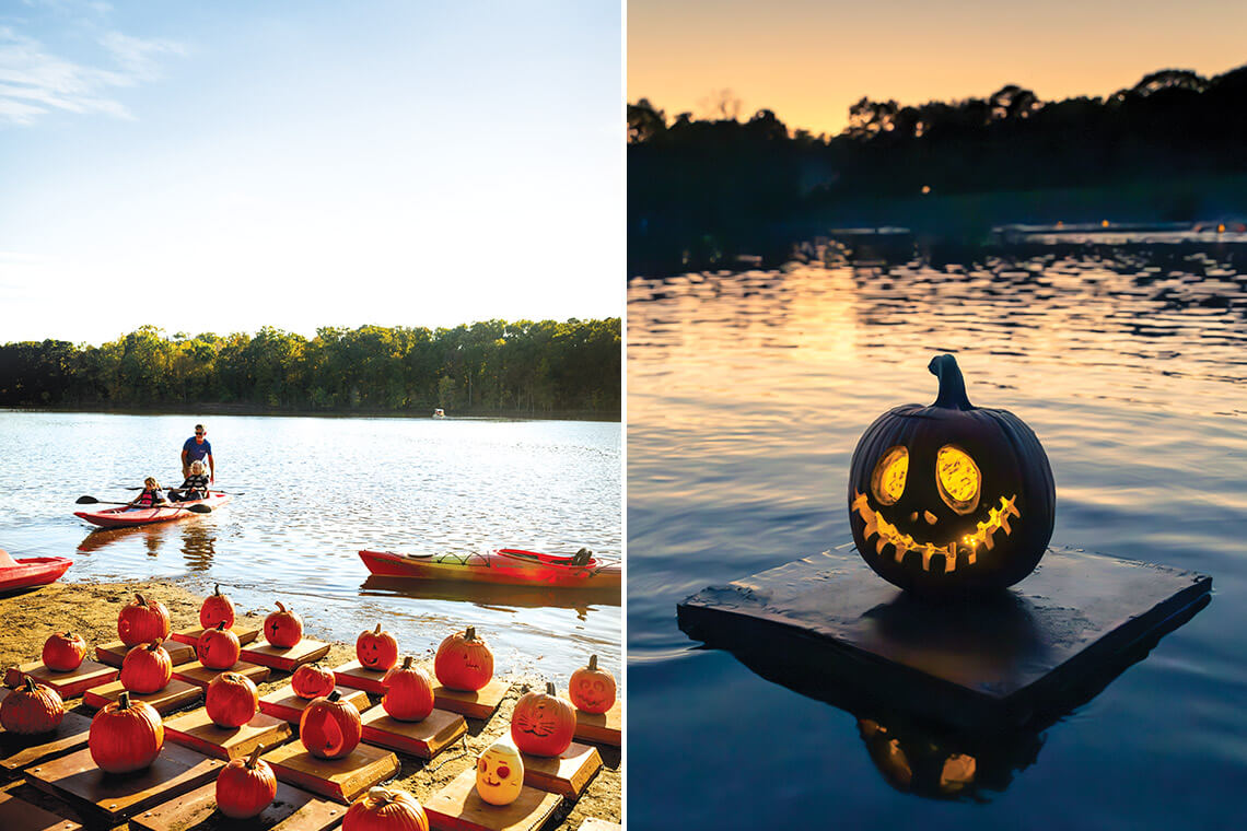 Floating jack-o-lanterns at the Flotilla