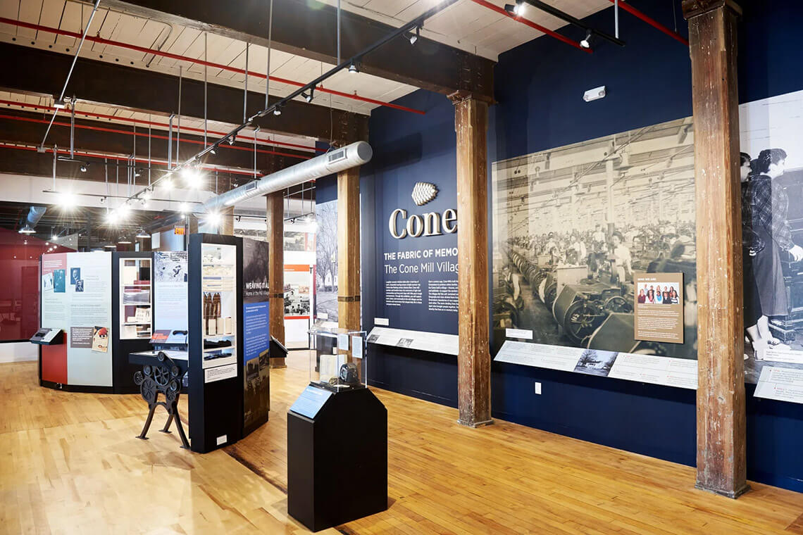 The Fabric of Memory historical exhibit inside Revolution Mill