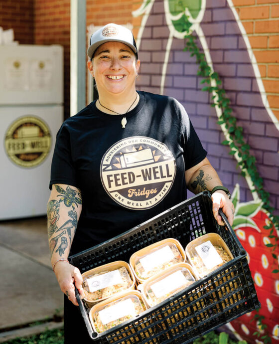 Chef Sera Cuni with meals for Feed-Well Fridges