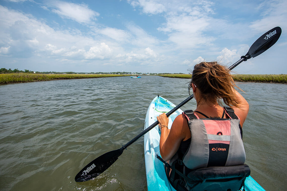 Woman kayaking at Hammocks Beach State Park