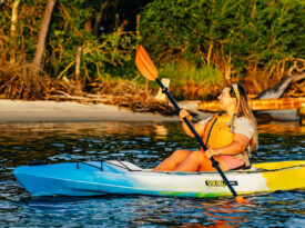 Woman kayaking at Hammocks Beach State Park
