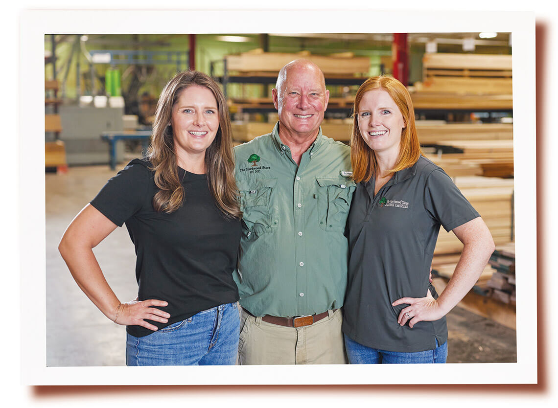 The Hardware Store of North Carolina owner Hilton Peel with his daughters Sarah and Helen