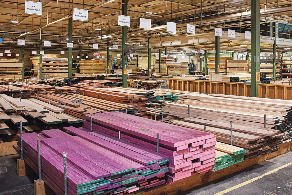 Purpleheart wood in the Hardware Store of North Carolina