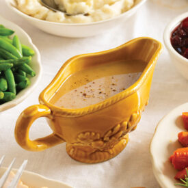 Gravy boat on a table