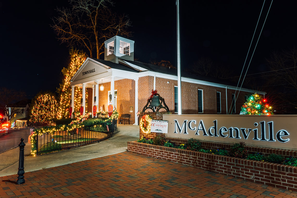 McAdenville town hall decorated for Christmas