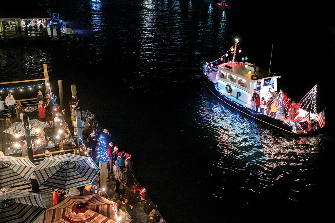 Boats in the Crystal Coast Christmas Flotilla