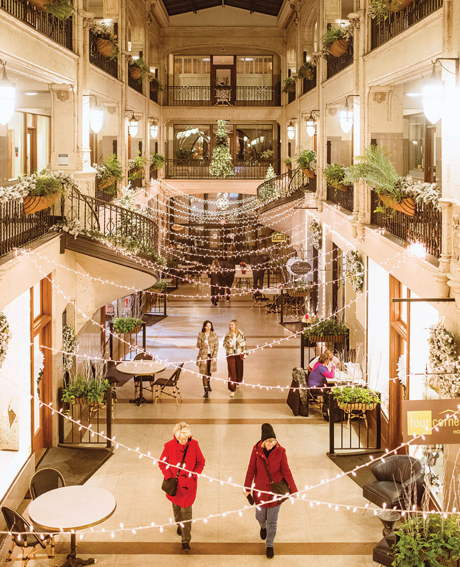 Grove Arcade decorated for Christmas