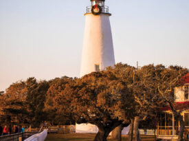 Ocracoke Lighthouse Decorated for Christmas