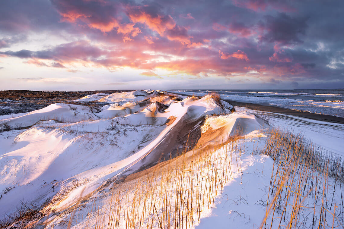 Snow-covered dunes in Rodanthe