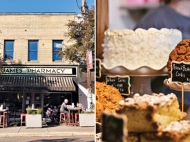 North Churton Street: Kim's Bake Shop exterior and cakes displayed inside