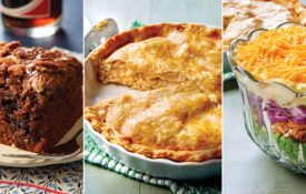 Coca Cola Cake, Chicken pot pie, and seven layer salad