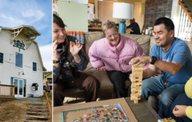 Residents at Peacehaven play Jenga