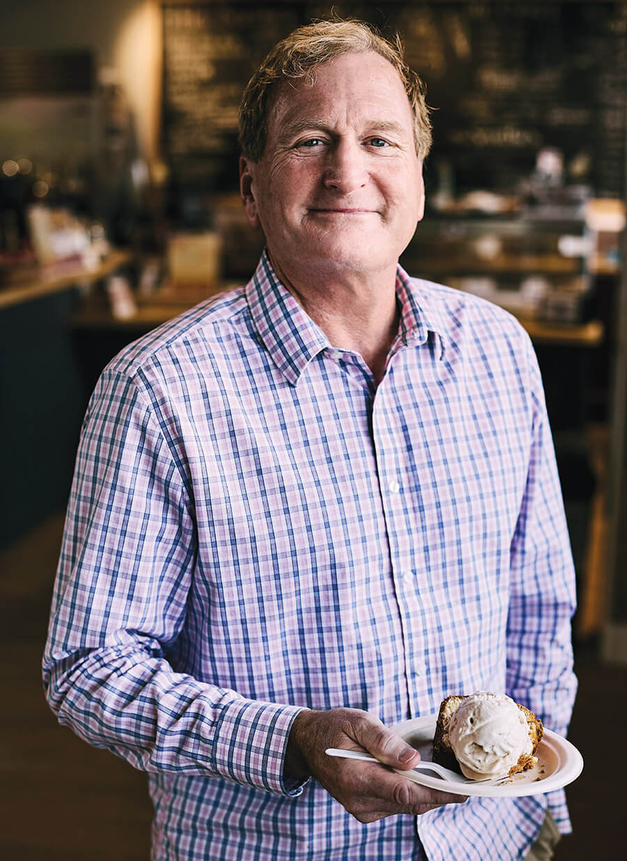 Eddy McGee with a slice of pound cake