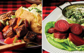 Beef tips and pickled beets salad