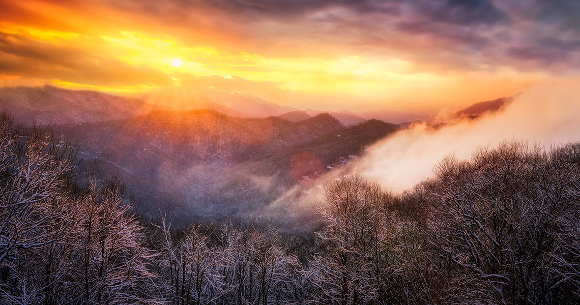 The mountains along the Blue Ridge Parkway in Jackson County.