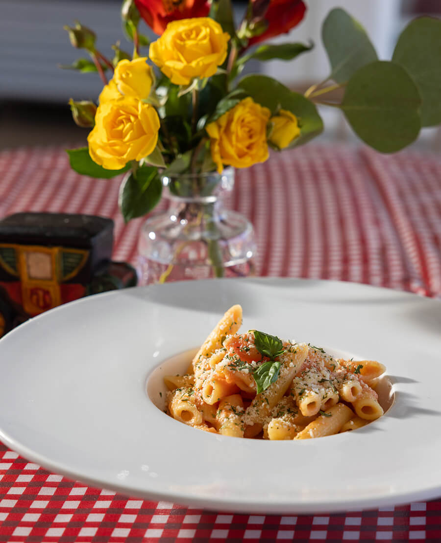 Plate of pasta at Carozza in Edenton, NC