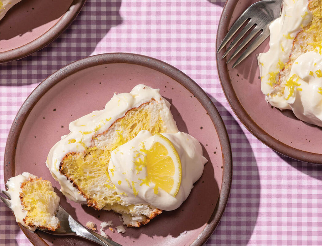 Slices of daffodil cake