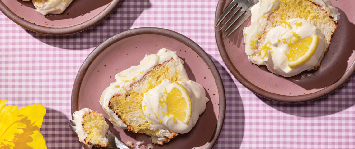 Slices of daffodil cake