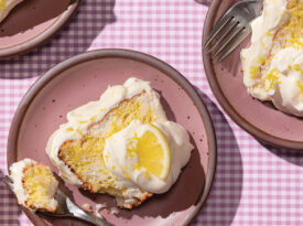Slices of daffodil cake