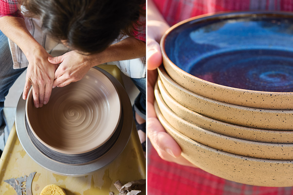Jen Barbour making pottery at the wheel