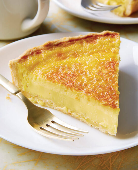 Slice of egg custard pie