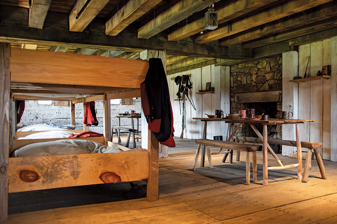 Bunks inside blockhouse fort
