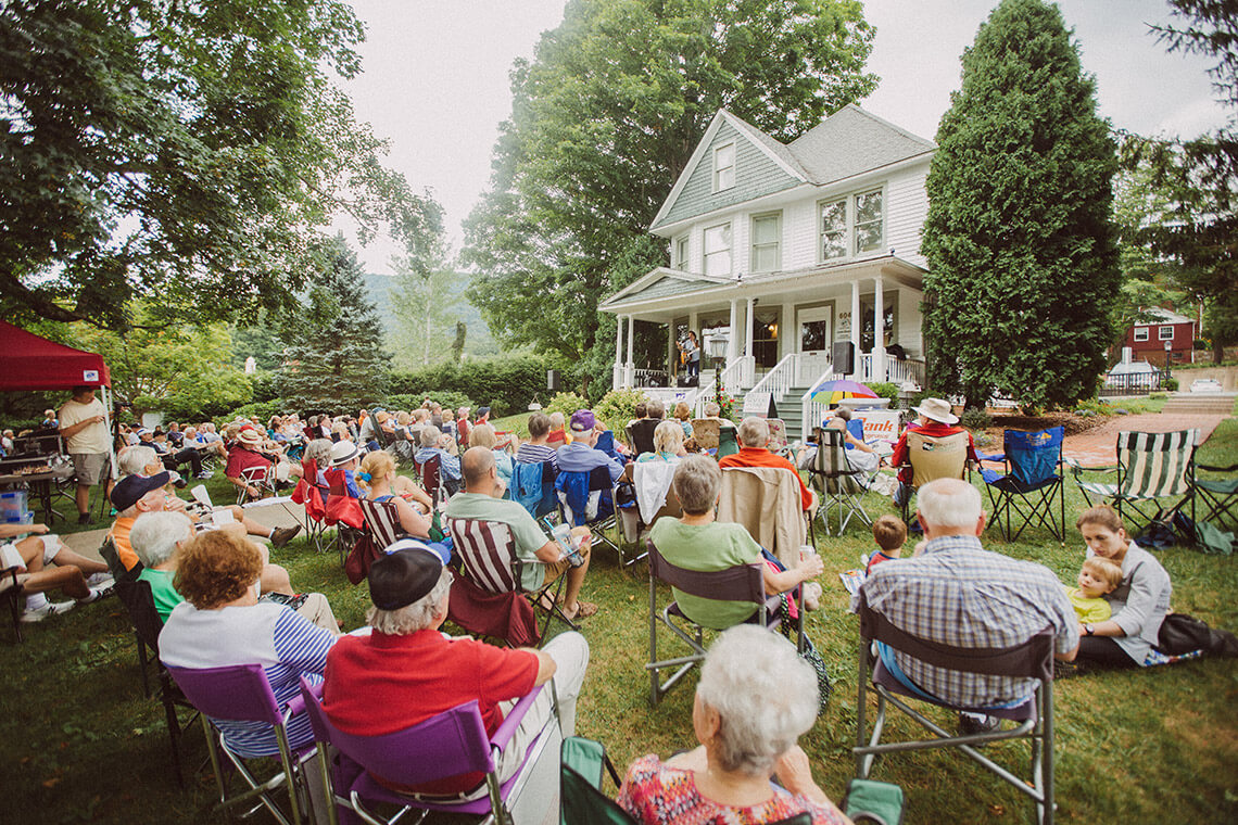 Concert on the porch at the Jones House Cultural Center in Boone
